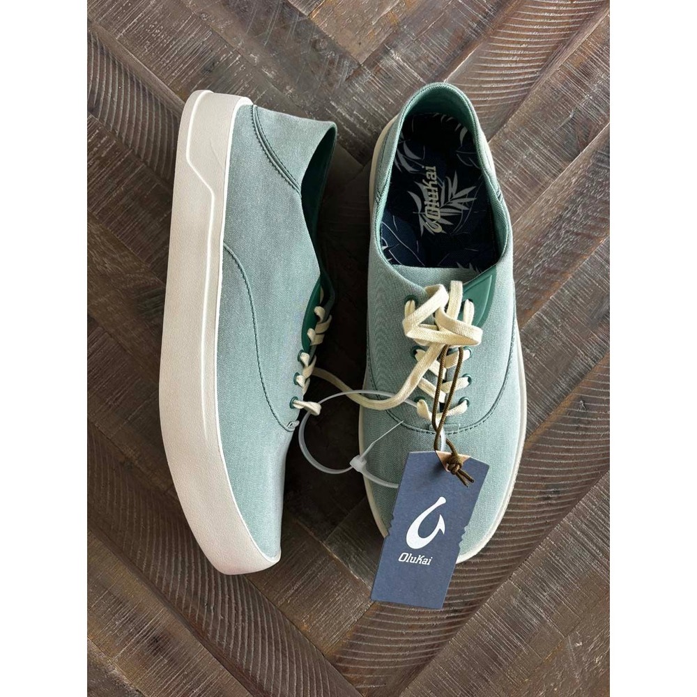 OluKai Tradewind Bamboo Green Canvas Sneakers Mens 10.5 10533-BZBZ NWT